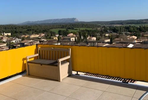 Brise-vue de terrasse en toile jaune Dickson Orchestra, protection contre le vent et vis-à-vis extérieur